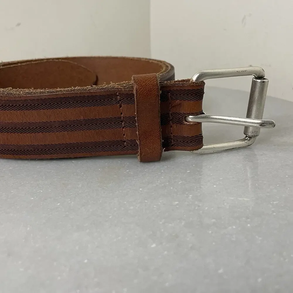 Maus & Hoffman Belt Men Genuine Leather Brown Sz 44 Designer